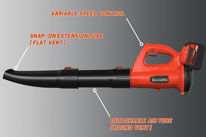 Blütezeit Cordless Leaf Blower with 21V 8.0Ah Battery and Charger, Battery Powered Electric Leaf Blower 400CFM 150MPH with 6 Variable Speeds, Lightweight for Lawn Care & Yards
