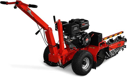 420cc 15HP E-Start Gas Powered Cable Ditching Trencher, 24'' Trench Depth, 27pcs Carbide Alloy High-Pressure Teeths, TCR1500 (Red)