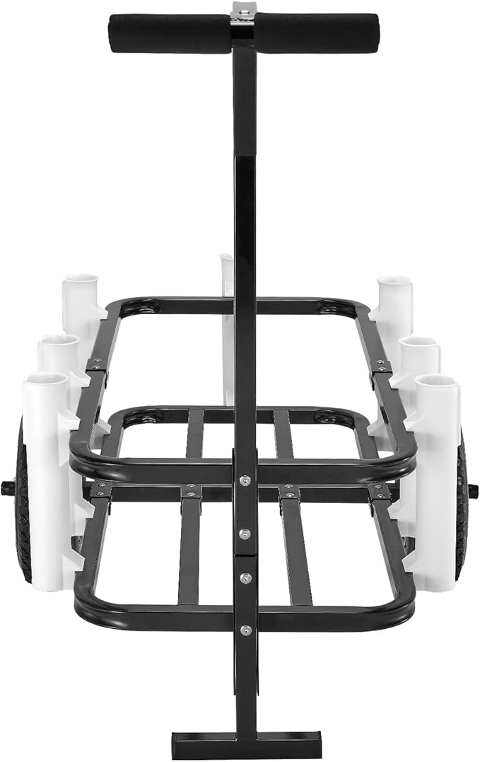 VEVOR Beach Fishing Cart, 200 lbs Load Capacity, Fish and Marine Cart with Two 11" Big Wheels Rubber Balloon Tires for Sand, Heavy-Duty Steel Pier Wagon Trolley with 7 Rod Holders for Fishing, Picnic