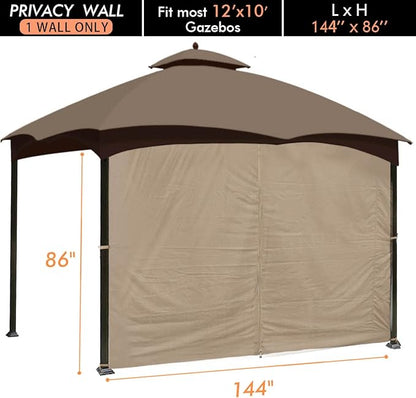 Ontheway Gazebo Replacement Privacy Curtain, 12ft Sidewall with Zipper Outdoor Universal Privacy Panel Sidewall (One Side Only)
