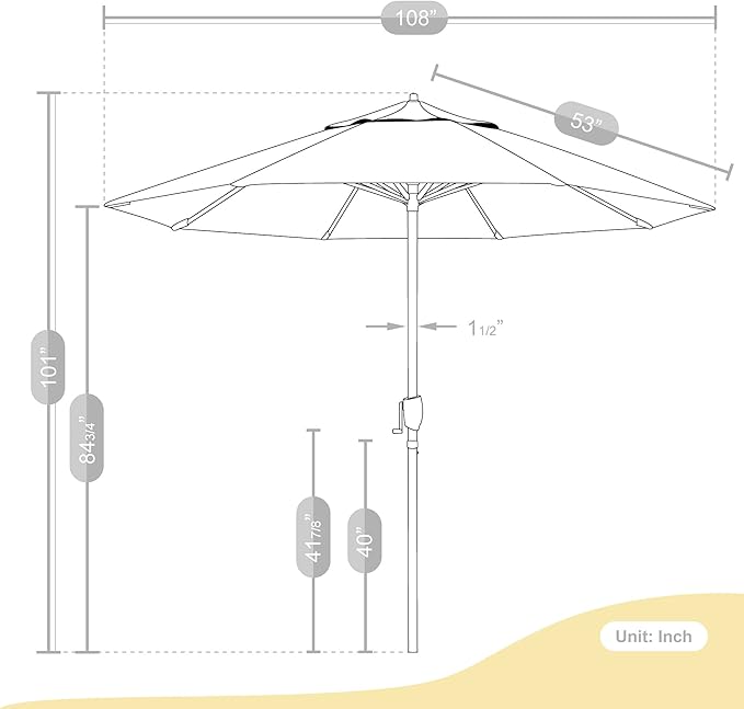 California Umbrella 9' Round Sunbrella Aluminum Outdoor Deck, Pool or Patio Umbrella, Crank Lift, Auto Tilt, Bronze Pole, Sunbrella Cocoa