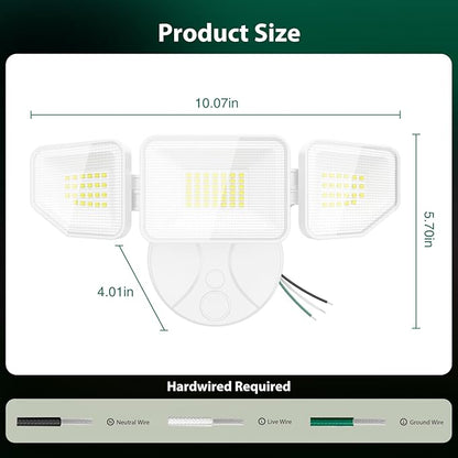 65W LED Flood Light Outdoor, 6500 Lumen Super Bright Security Lights, 3 Adjustable Heads, IP65 Waterproof, 6500K Daylight Wall Mount Outdoor Flood Light for Yard, Garage