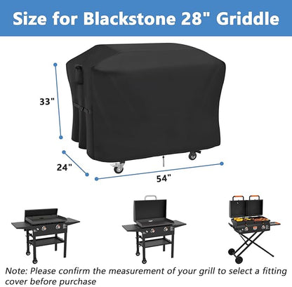 Grill Cover for Blackstone 28 Inch Model 1883 1924 2086 2146 2147 2199 2269 2270 2311 2325 2340 2435 Griddle, Outdoor Waterproof Weather Resistant BBQ Griddle Cover - 54 x 24 x 33 Inch