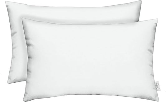 RSH DECOR: Sunbrella Lumbar Throw Pillows Set of 2 | 20" x 12" | Water and Fade-Resistant Performance Fabric | Outdoor Pillow Covers with Down-Alternative Inserts | Canvas White