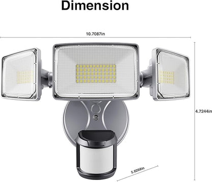 Onforu 75W LED Motion Sensor Outdoor Lights, Dusk to Dawn Flood Light Outdoor Motion Sensor, Hardwired Security Light Floodlights Outside 7500LM 6500K Daylight IP65 Waterproof (Gray)