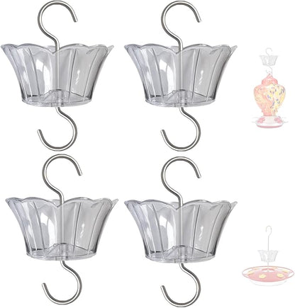 Ant Moat for Hummingbird Feeder - 3 OZ x 4 Pack Clear Insect Guard with Large Capacity