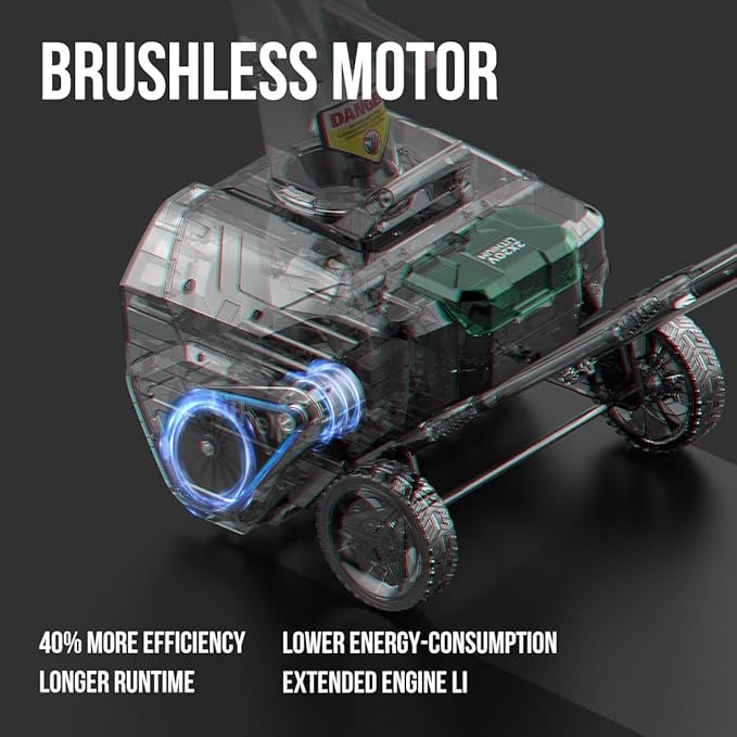 Litheli 2x20V Battery Powered Cordless Snow Blower, 20'' Brushless Electric Snow Thrower with Wheels, LED Lights, 180° Chute, Powerful Snow Removal Kit with 4.0Ah Battery and Fast Charger