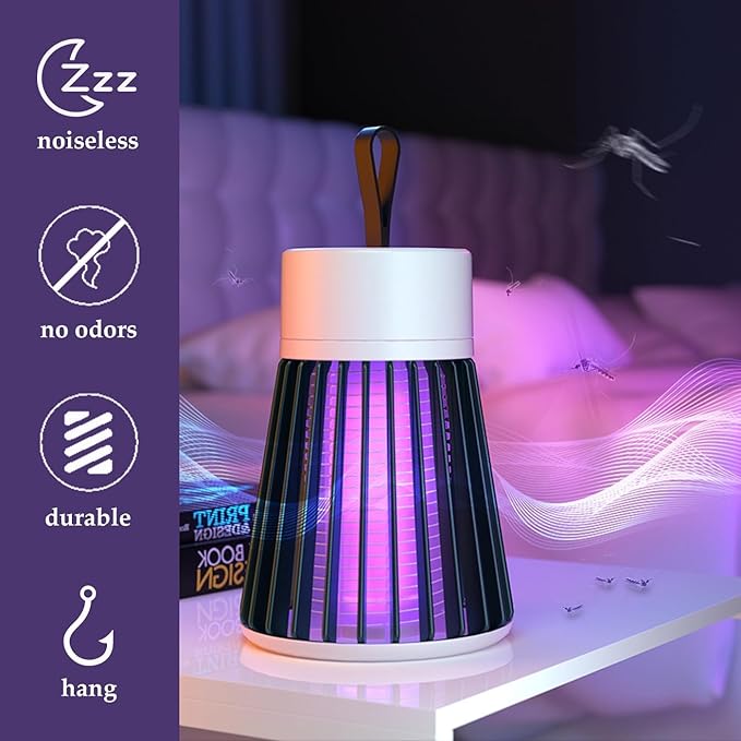 Mosquito Killer Lamp,Portable UV Bug Zapper Insect Trap for Indoor/Outdoor,USB-Powered with Grid for Camping,Patio,Home