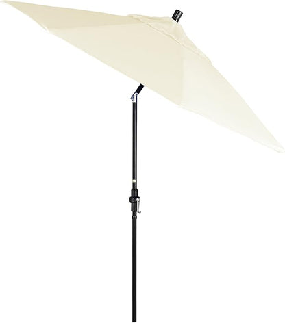 California Umbrella 9' Round Aluminum Pole Fiberglass Rib Market Umbrella, Crank Lift, Collar Tilt, Black Pole, Sunbrella Spectrum Mist