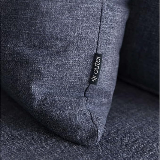 Outer Outdoor Throw Pillow with OuterWeave Performance Fabric, Decorative Outdoor Pillow for Patio & Outdoor Furniture, Includes Machine Washable Pillow Cover and Insert - Deep Sea Navy, 12"x20"