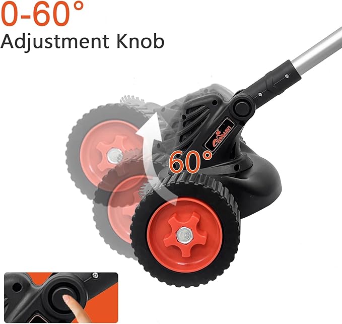 Weed Wacker Eater Cordless Battery Powered Electric Edger Lawn Tool Trimmer String Cordless Whacker Operated Grass Edger Cutter Black-Orange*1 Battery
