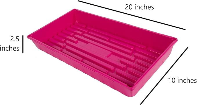 SUNPACK 10" x 20" Mega Plastic Seed Starting Tray, Magenta, 2.5" (Pack of 30) - No Drainage Holes, Ideal for Greenhouses or Indoor Gardening - Made of Thick, Strong Plastic