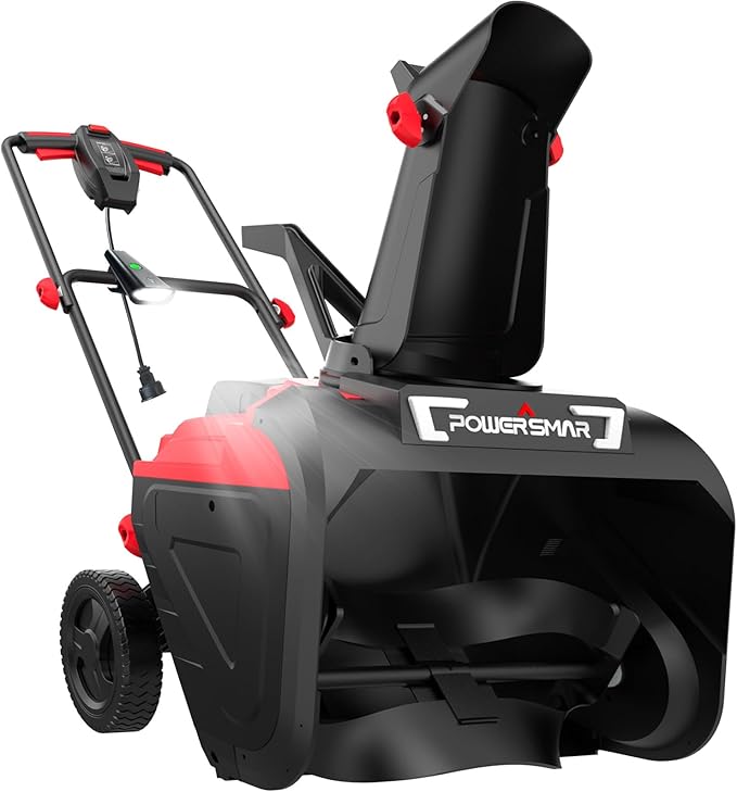 PowerSmart Electric Snow Blower, 21-Inch Corded Snow Thrower, 15-Amp, with LED Light for Yard Driveway Deck
