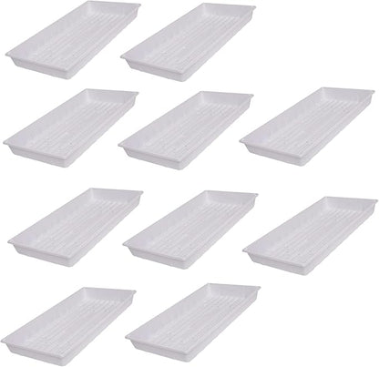 SUNPACK 10" x 20" Plastic Seed Starting Tray, White, 2.5" (Pack of 10) - No Drainage Holes, Perfect for Greenhouses or Indoor Gardening - Ideal for Seedlings and Cuttings