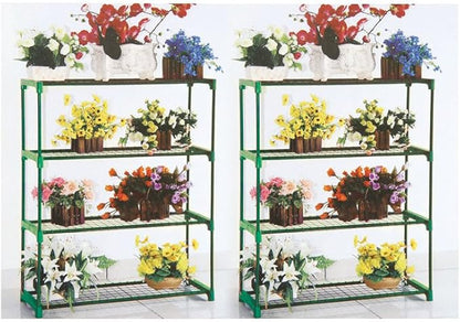 Panana 4 Tier Garden Greenhouse Steel Staging Shelving Plant Stand Garden Shelving Unit Garage Storage Racking, 2 Pack Plant Racks