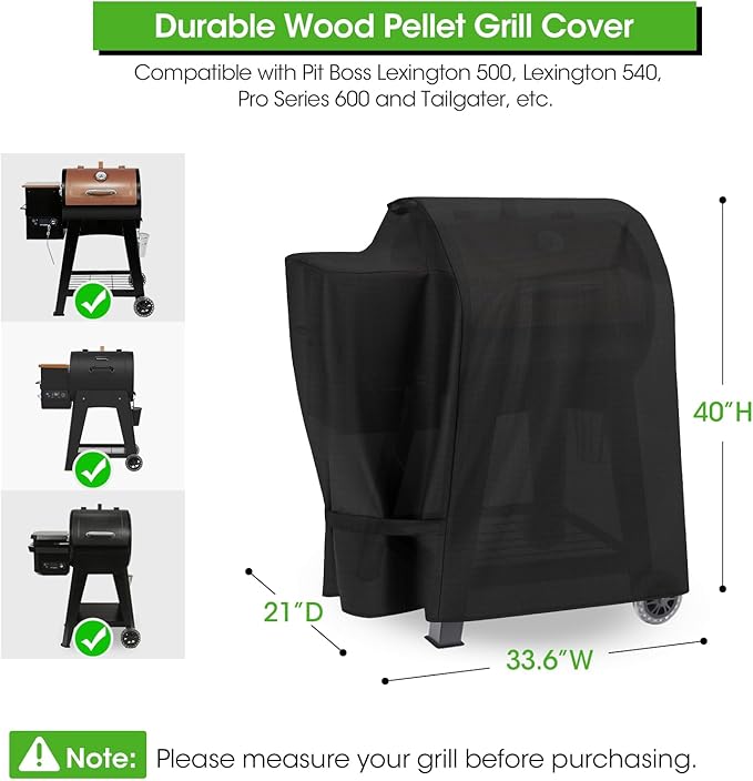 Grill Cover Compatible with Lexington 500, Wood Pellet Smoker Cover for Pit Boss Pro 600, Tailgater, Lexington 540, Waterproof Fade Resistant