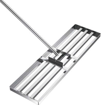 Lawn Leveling Rake, Lawn Leveler Tool with 6.5ft Handle Rakes, 304Stainless Steel Yard Leveling Rake, Heavy Duty Soil Leveling Rakes for Backyard, Garden, Farm, Pasture (35x10inch-6.5FT)