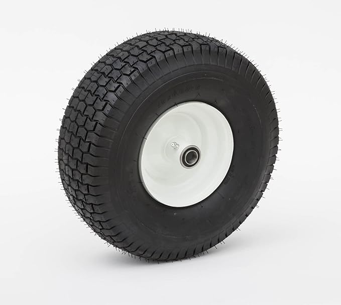 Pneumatic Tires | Replacement Wheel for Wagon, Lawnmower, Utility Cart | Durable Tire with Turf Style Tread | 3" Offset Hub | 14" Diameter
