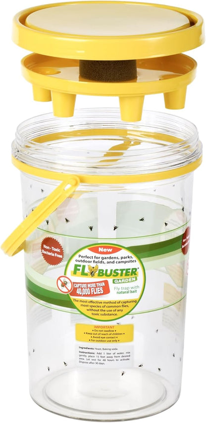 Fly Trap | Outdoor Device for Catching Flies | 2-Liter Garden Size | Comes with One Flytrap and 1 Bait Packet | 40,000 Fly Capacity | Non-Toxic | Child & Pet Safe