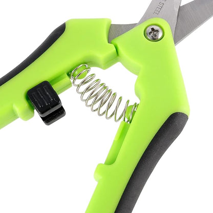 PINGEUI 12 Pack 6.5 Inches Green Micro Tip Pruning Snips, Bud Trimming Scissors with Straight Tip Stainless Steel Blades, Gardening Hand Pruning Shears for Trimming Herb Plants Flowers Bonsai