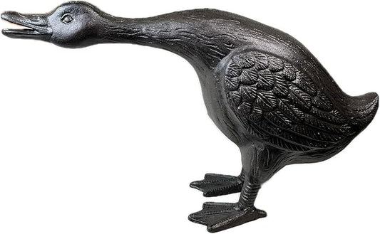 Vintage Cast Iron Goose Statue (18" Tall) - Handcrafted Feather Details, Realistic Garden Lawn Decor, Heavy Duty Outdoor Sculpture HC3267