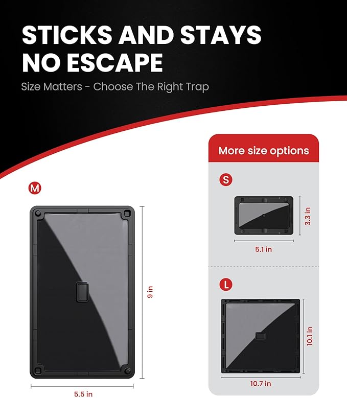 Sticky Mouse Traps Indoor for Home – 6 Pack Rat Glue Traps with Bait Slot, Pet Safe Rodent Catcher for Garage, Kitchen - Catches Snakes, Roaches, Spiders, Lizard, Non-Toxic, Medium Size