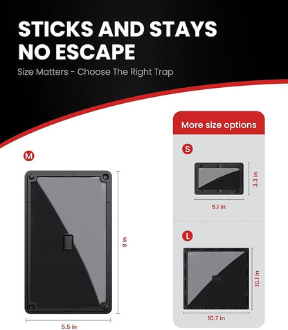 Sticky Mouse Traps Indoor for Home – 6 Pack Rat Glue Traps with Bait Slot, Pet Safe Rodent Catcher for Garage, Kitchen - Catches Snakes, Roaches, Spiders, Lizard, Non-Toxic, Medium Size