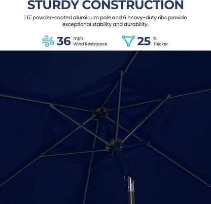 SUNVIVI OUTDOOR Outdoor Patio Umbrella, Patio Umbrella, Market Umbrella, Large Outdoor Umbrella, Metal Pole Umbrella with Push Button Tilt and Crank, Polyester Canopy