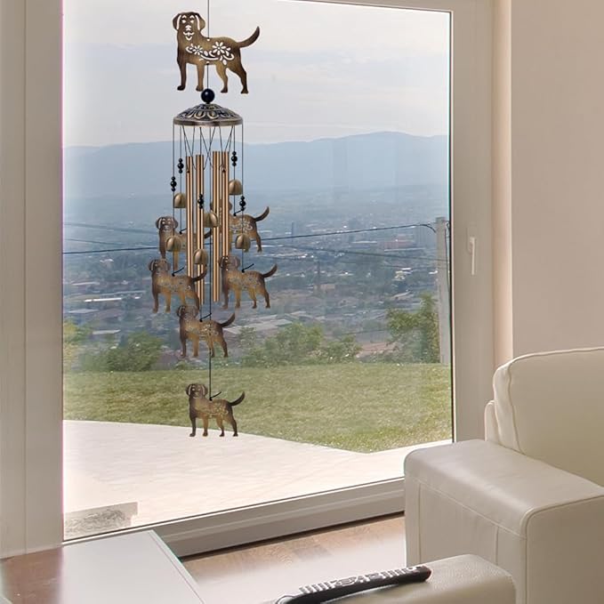 Outdoor Dogs Wind Chimes - Bronze Memorial Wind Bells, Mobile Sympathy Wind Catcher, Romantic Puppy Decor, Windchimes for Home, Balcony, Tree, Festival, Garden Hanging Decoration, Gifts for Mom