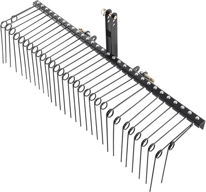 VEVOR Tow Behind Landscape Rake, 72" Tow Dethatcher with 32 Steel Tines, Lawn Dethatcher Rake Attaches to Category 1, 3 Point Hitch for Tractor, for Leaves, Pine Needles, Straw, and Grass