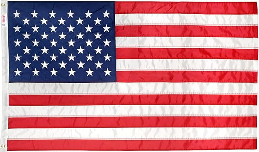 Super Tough 2.5ft x 4ft Nylon American Flag, Made in the USA, Embroidered Stars, Sewn Stripes