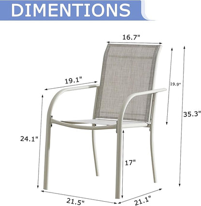 Patio Chairs Set of 8, Outdoor Dining Chairs with Breathable Textilene Fabric, Stackable Patio Chairs for Lawn, Garden, Backyard, Poolside, Grey