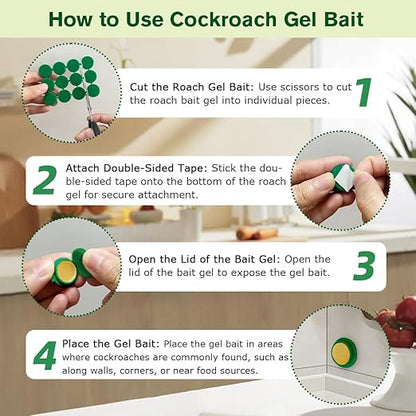 36 Pack Cockroach Gel Bait, Highly Effective Roach Killer Indoor Infestation Solution, Fast Acting Cockroach Killer Indoor Home Kitchen Use, Easy to Apply & No Mess Roach Bait, Long-Lasting