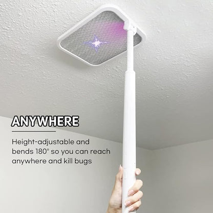 BANU Electric Fly Swatter Bug Zapper Racket, 180-Degree Folding, Adjustable 2-in-1 Mosquito Killer Lamp, Rechargeable 1200mAh Battery, 3-Layer Safety Mesh, Suitable for Indoor and Outdoor Use