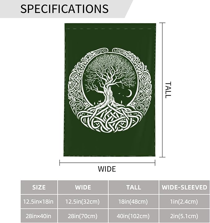 Viking Tree Garden Flag Vertical Double Sided Outdoor Yard Tree Flags 12.5x18 Inch Burlap Banners Vertical Double Sided for Outdoor Decor Lawn