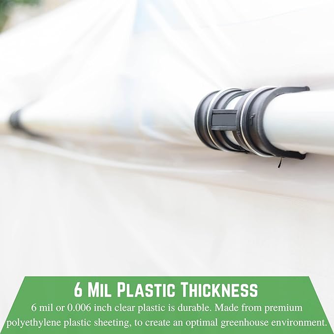 Farm Plastic Supply - Clear Greenhouse Plastic Sheeting - 6 mil - (12' x 60') - 4 Year UV Resistant Polyethylene Greenhouse Film, Hoop House Green House Cover for Gardening, Farming, Agriculture