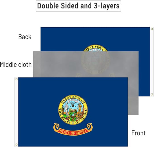 AMZFLAG Idaho State Flag 3x5 ft, Double Sided Idaho Flags 3 Ply Polyester with 2 Brass Grommets, Heavy Duty ID Flag of Idaho State Thick Material