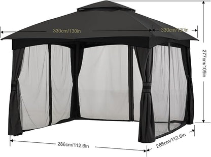 MASTERCANOPY Outdoor Patio Gazebo for Garden with Upgrade Steel Frame and Netting Walls (10x10,Gray)