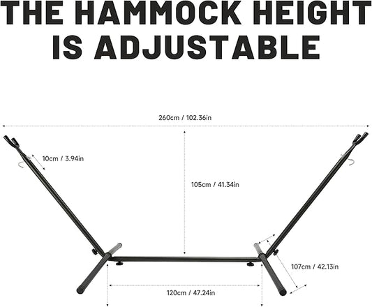 Hammock with Heavy-Duty Steel Stand for Outside，Hammocks 450 Lb Capacity，Portable Hammock，2 People Standing Hammocks，Suitable for Beach，Backyard, Gardens, Patio, Bedroom，100 * 40 * 38 Inch （Blue）