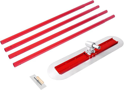 Bull Float Concrete Bull Float Tool Kit 48"x12" Fresno Round End Stainless Steel Board Kit Tool Cement Trowel Tools Float Bracket Concrete Tools Finishing With 57" Aluminum Alloy Handle x4 VOYAR