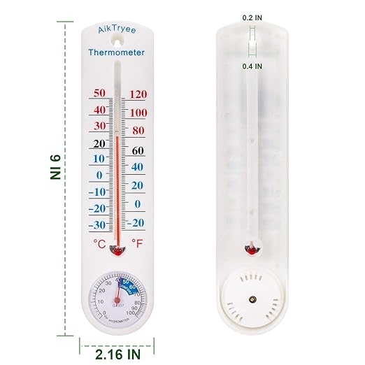 Outdoor/Indoor Thermometer Hygrometer Humidity Meter Thermometers Temperature Humidity Gauge Meter with Fahrenheit/Celsius ℉/℃ for Patio Field Cellar Garden Humidors Greenhouse Closet by AikTryee