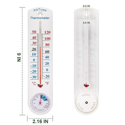 Outdoor/Indoor Thermometer Hygrometer Humidity Meter Thermometers Temperature Humidity Gauge Meter with Fahrenheit/Celsius ℉/℃ for Patio Field Cellar Garden Humidors Greenhouse Closet by AikTryee