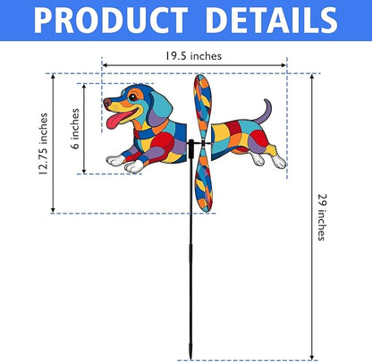 Dachshund Petite Spinner Outdoor, Dachshund Dog Wind Spinner for Yard and Garden