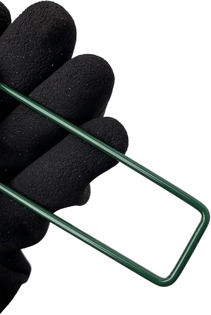 100Pcs Metal Garden Landscape Stakes 6 Inch Landscape Staples,Green Baked Enamel U Stakes for Ground for Weed Barrier,Outdoor Decoration,Tarps,Irrigation Pipes Fixed