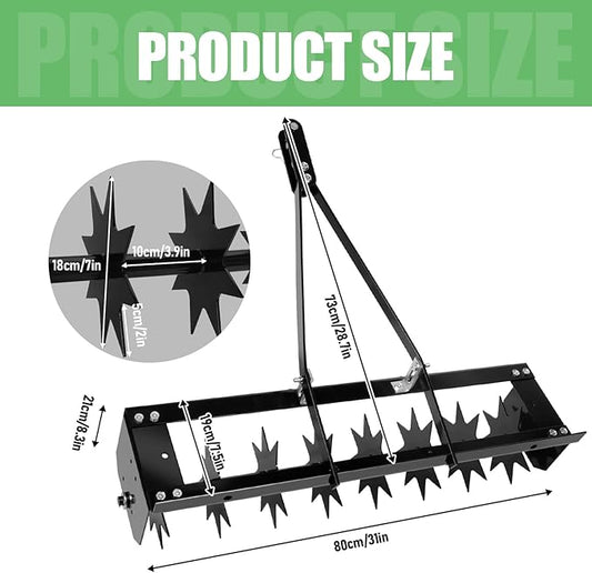 35 Inch Tow Behind Aerator, 350 LBS Spike Aerator, Exclusive Wide Tow Bar, Ideal for Yard and Lawn Heavy Duty Maintenance