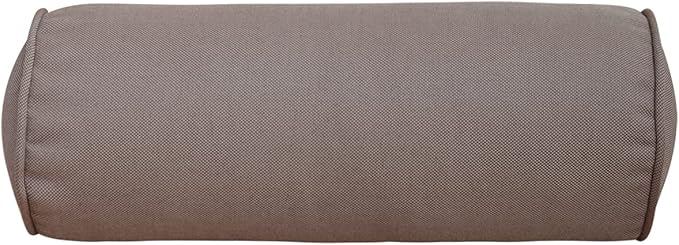 Indoor/Outdoor Bolster Pillows, 16x6 inches Solid Round Lumbar Cylinder Throw Pillows for Outdoor Furnitures, Set of 2, (Coffee)