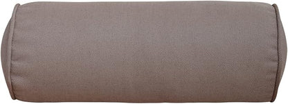Indoor/Outdoor Bolster Pillows, 16x6 inches Solid Round Lumbar Cylinder Throw Pillows for Outdoor Furnitures, Set of 2, (Coffee)