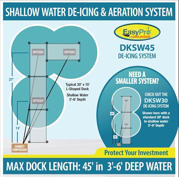EasyPro DKSW45 Diffused Air De-Icing System for Shallow Water - up to 45' Dock