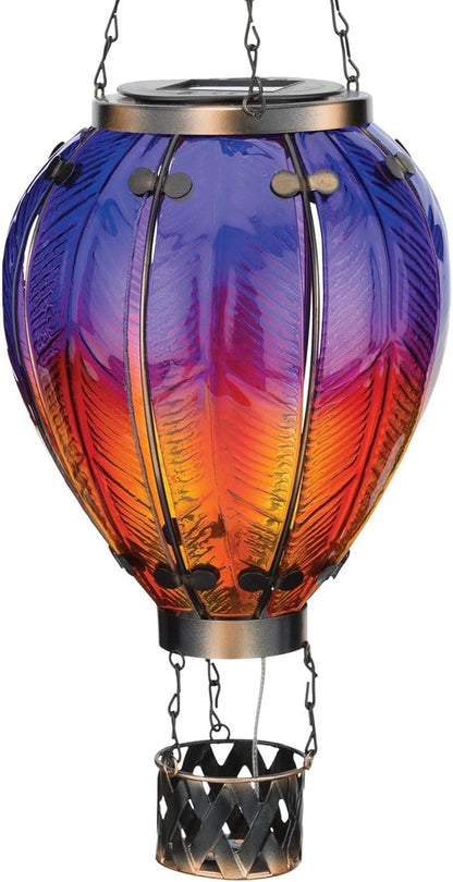 Regal Art & Gift Hot Air Balloon Solar Lantern – Hanging Solar-Powered LED Lights, Waterproof Portable Decorative Outdoor Lamp Made of Metal & Glass for Garden, Patios & Pathway – Purple (Large)
