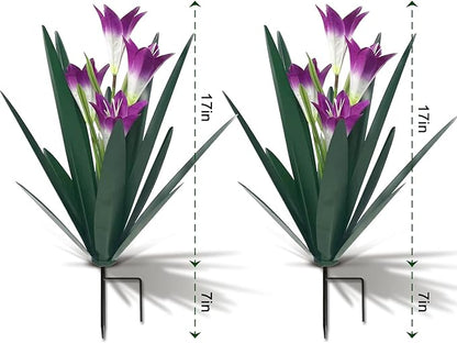 Homight Metal Agave Plant Outdoor Decoration Lily Mexican Yard Art Garden Gift Home Decor Hand Painted Metal Agave Garden Yard Statue, Outdoor Lawn Ornaments (2 Big Purple Lilies)